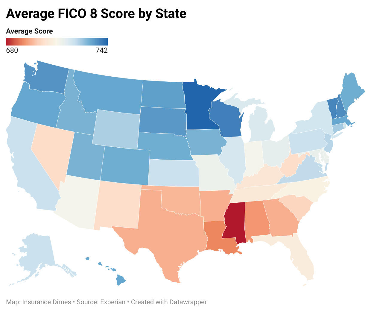 Fico Insurance Average FICO Scores in the U.S by State - Insurance Dimes